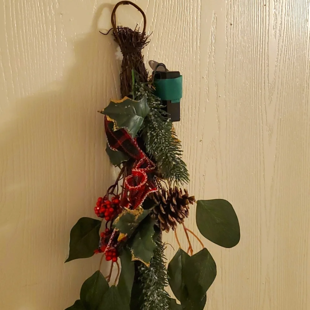 Holiday Tartan Garland Green and red in color.